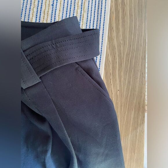 Anthropologie Maeve Tailored Trousers Tie Belt Dark Navy Size 8 - Picture 10 of 16